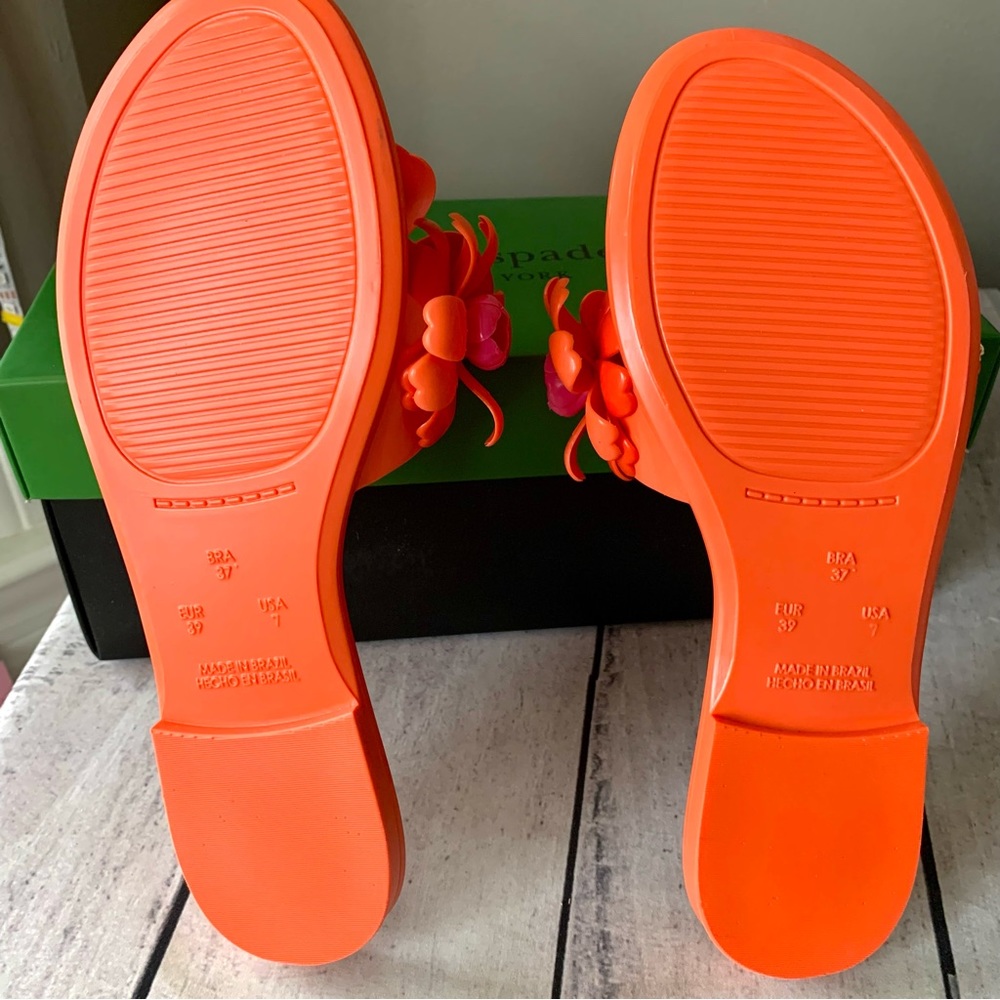 New Kate Spade New York Jaylee Jelly Flat Thong Slide Sandals Size US 7B -Tomato - Picture 2 of 7